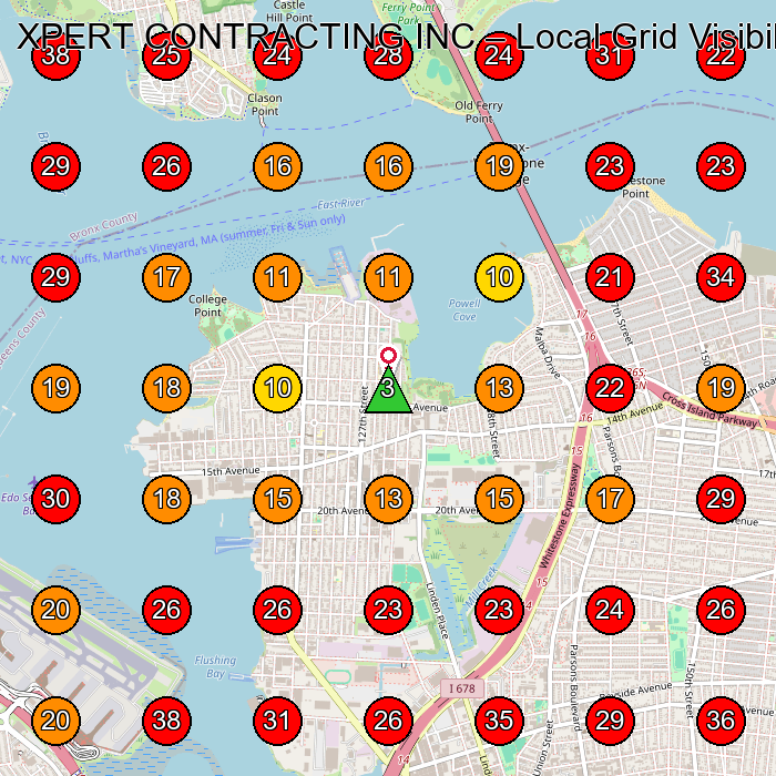 XPERT CONTRACTING INC GeoGrid visibility map for General Contractor in College Point
